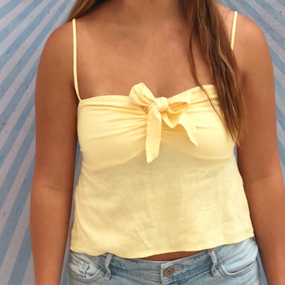 Brandy Melville Yellow Tie Knot Top